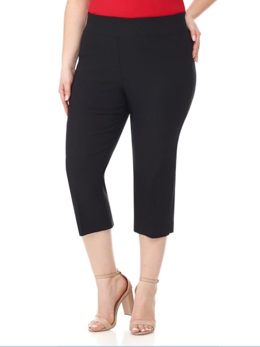 Rekucci Is Curvy Classic Pull-On Stretchy Straight Leg Black Capri 24W NWT!